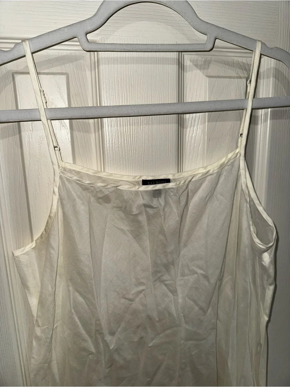 Talbots linen Cream Slip Dress with Spaghetti Straps